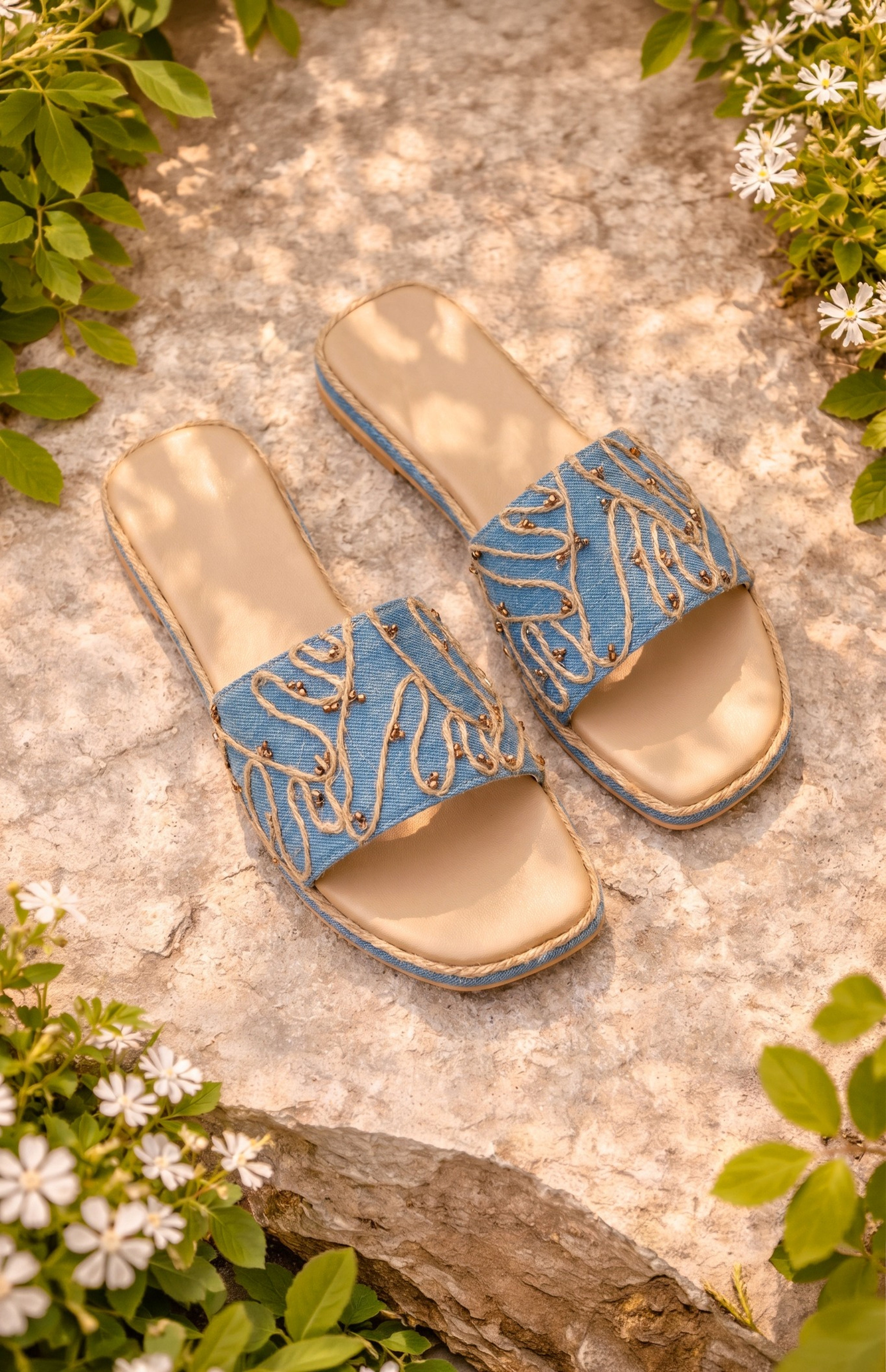 Denim Dream Jute Sliders