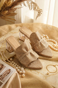 Luxe Woven Jute Frill Mules - Brown