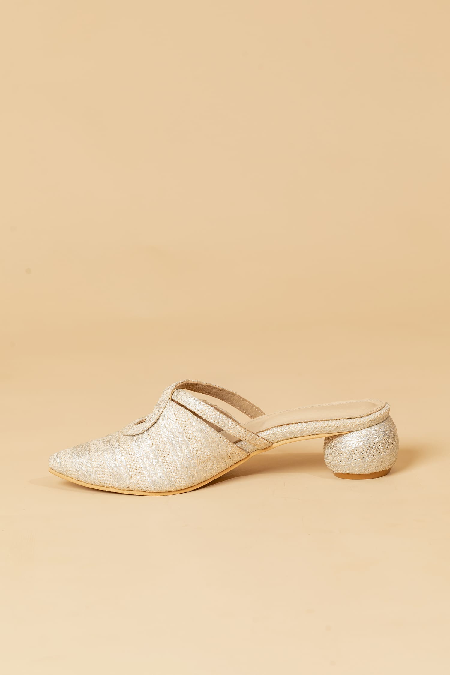 Luxe Woven Pointed Mules – Champagne silver
