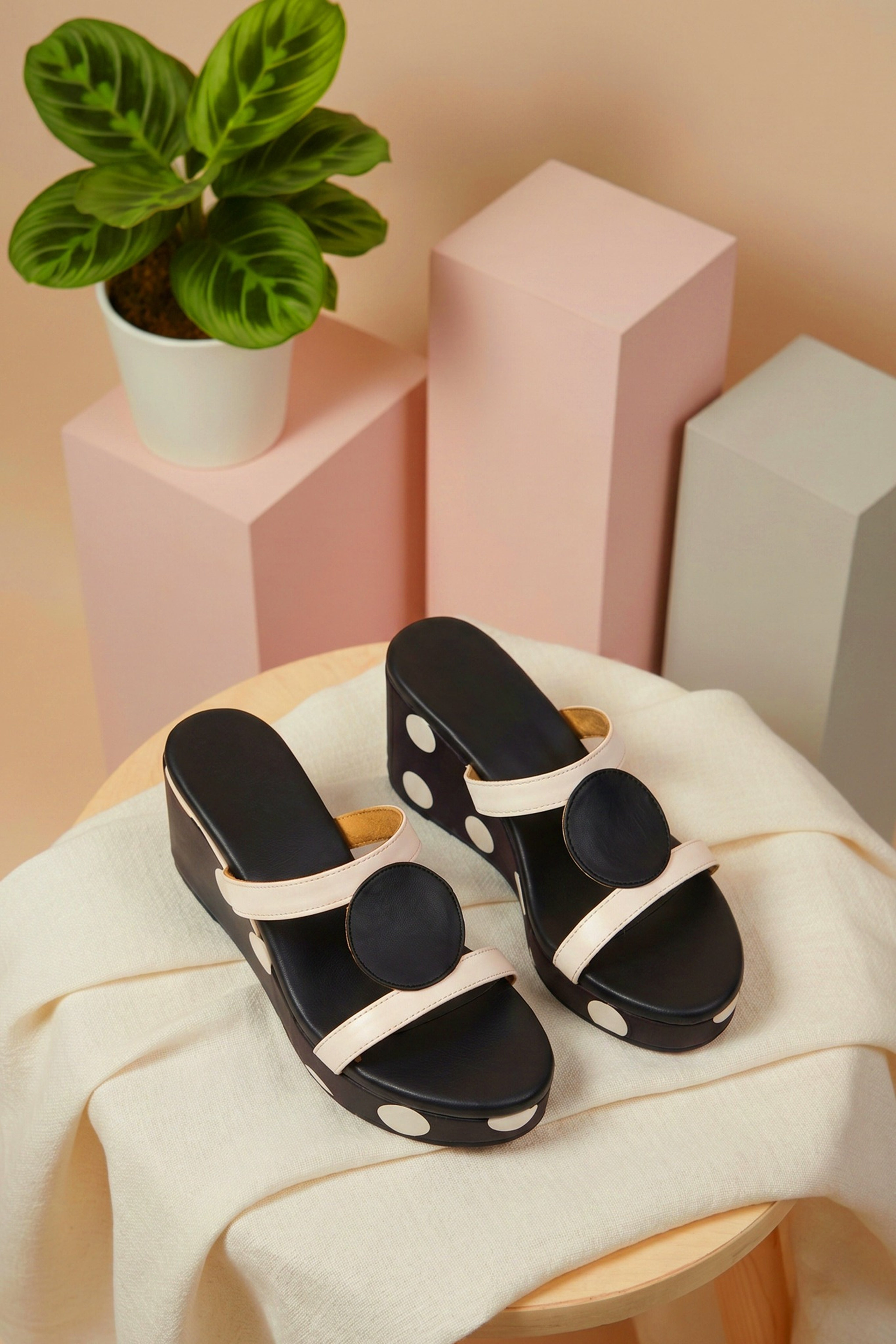 Polka pop platform- black