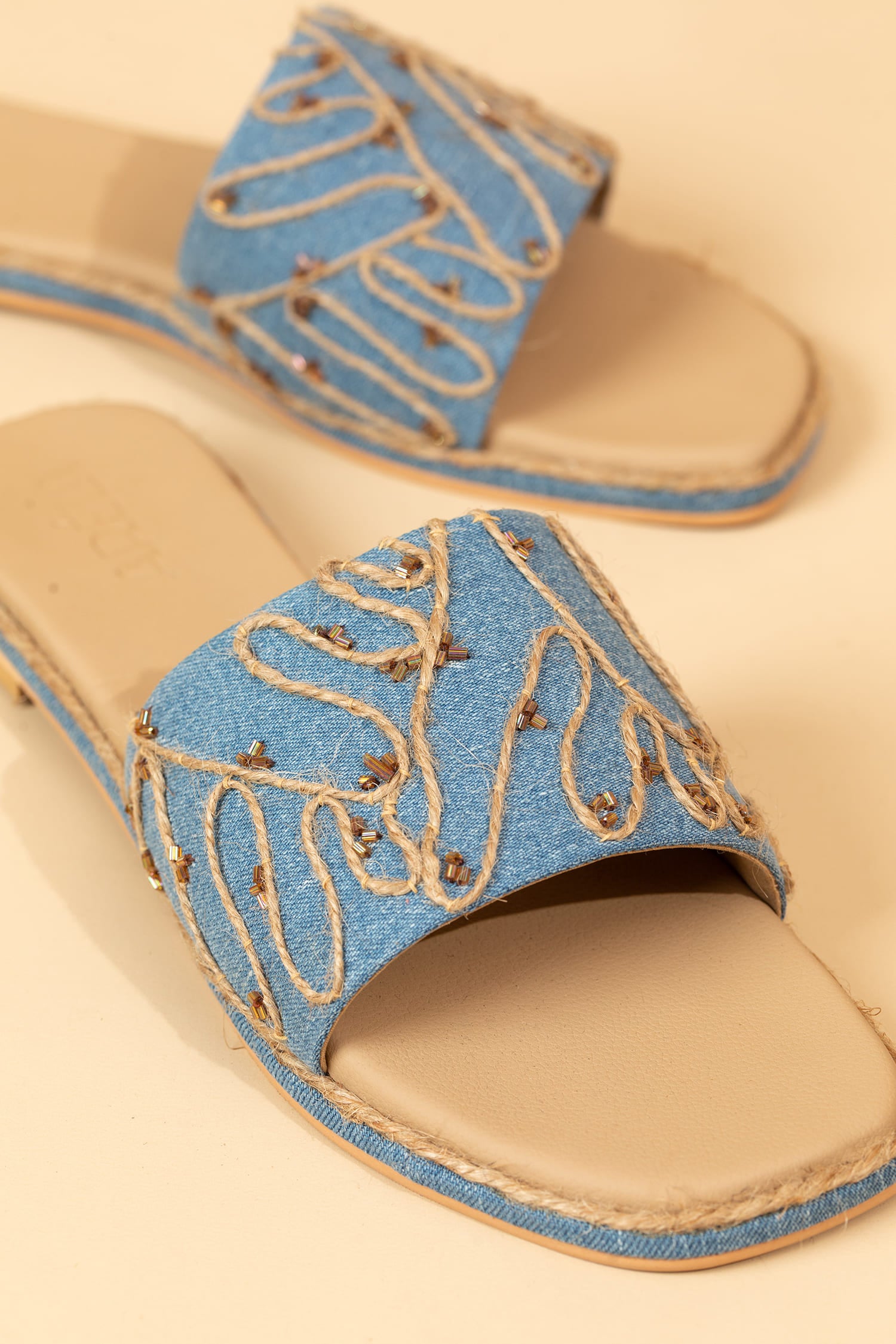 Denim Dream Jute Sliders
