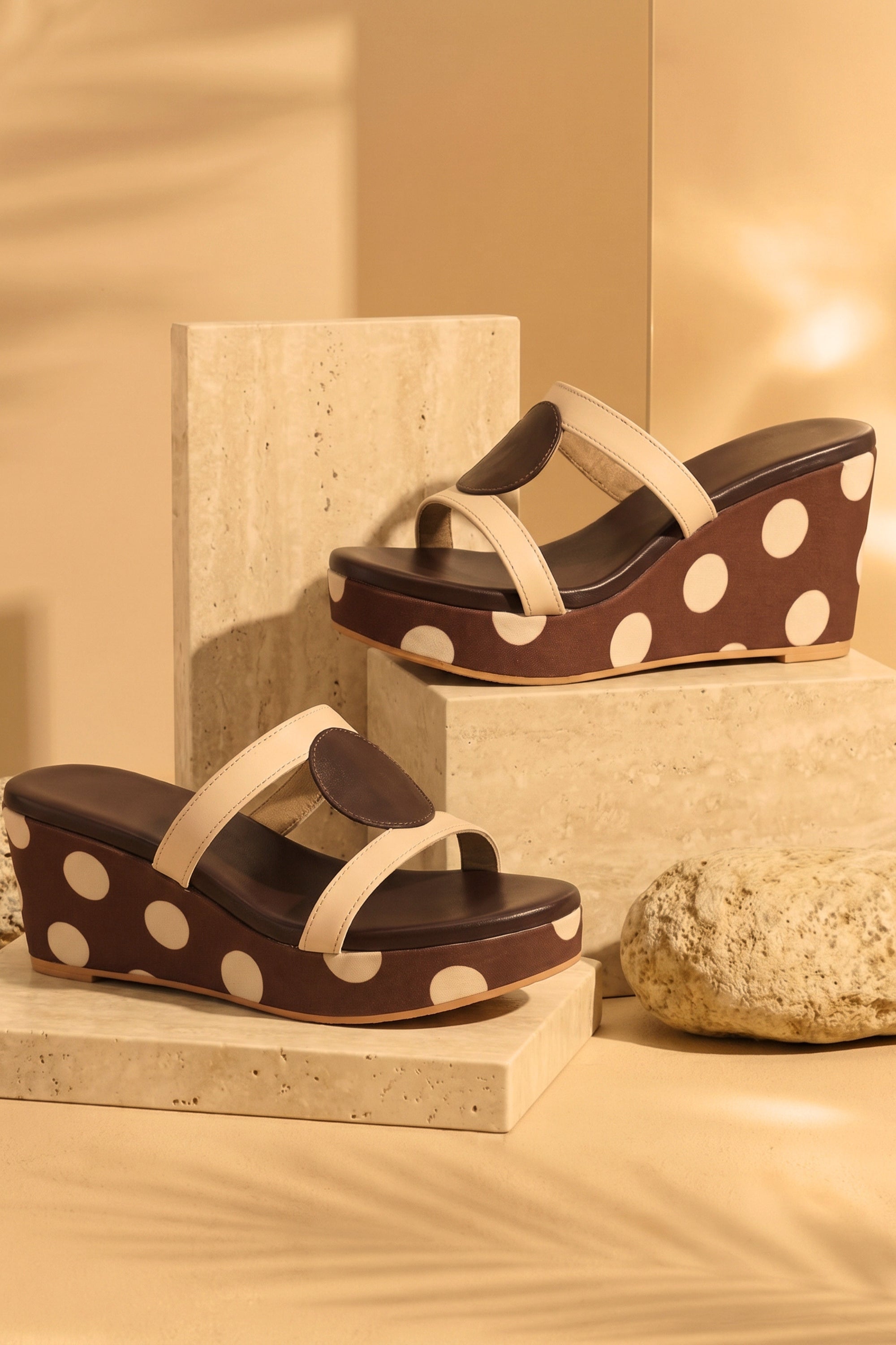 Polka pop platform- brown