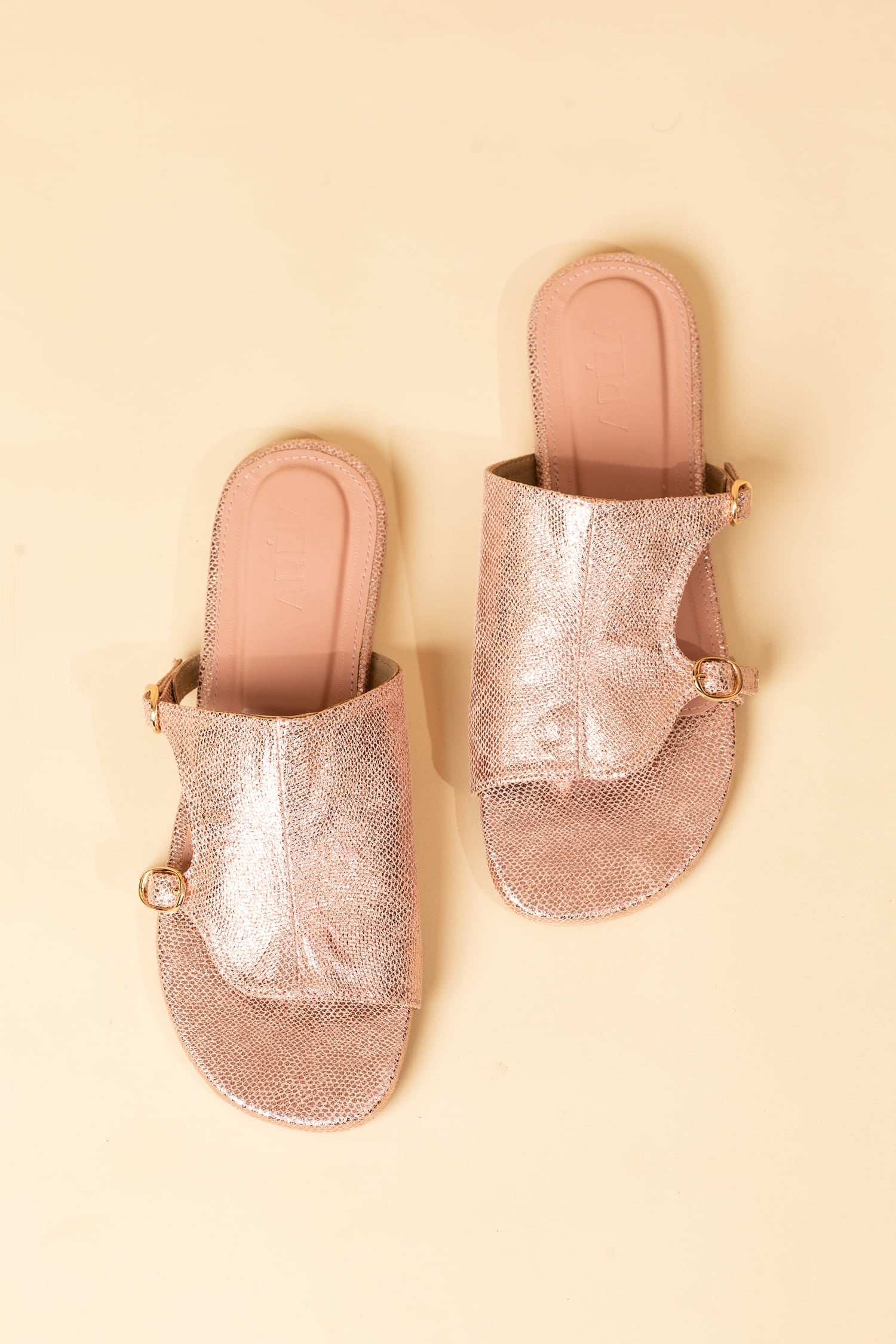 Buckle Slide Mules - Rose Gold