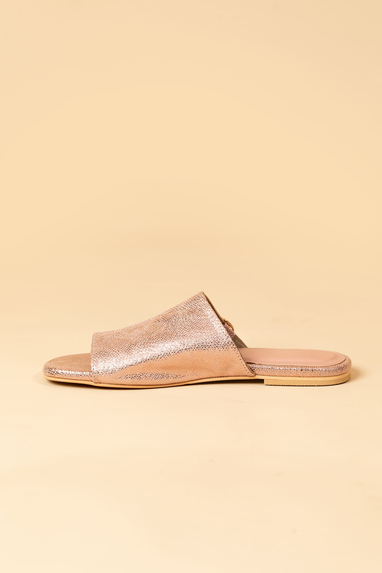 Buckle Slide Mules - Rose Gold